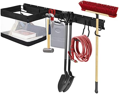 Organizador da ferramenta de armazenamento de garagem TIDIHAUSET com cesta, sistema de armazenamento ajustável de