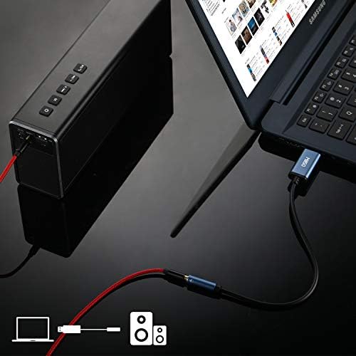 Millso USB a 3,5 mm Adaptador de tomada de áudio, Sapphire Blue TRRS USB para AUX Audio Jack de som de som externo para