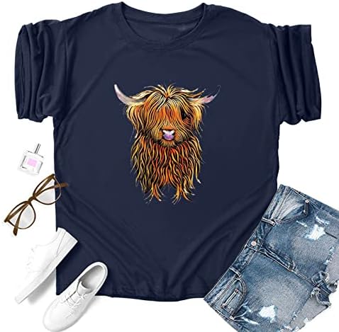 Camisa para mulheres, engraçado fofo de gado Highland Gado