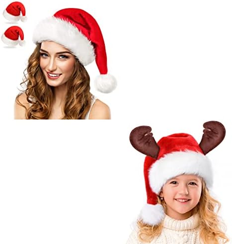 RJVW chapéu de Natal, chapéu de Papai Noel, chapéu de férias de natal para adultos, chapéu de Papai Noel para crianças, criança