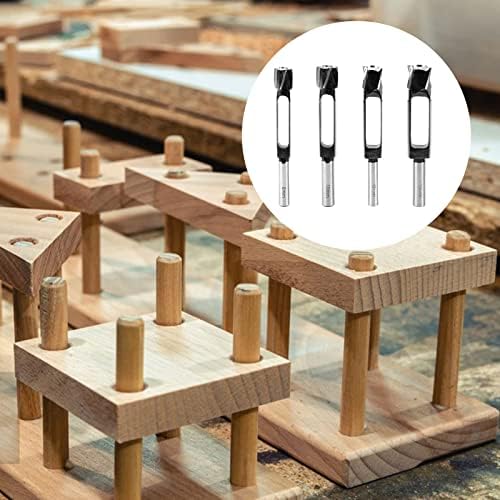 4 PCs Plugd Brill Brill Bit Bit Kit Tenon Dowel Cutter Maker Shank Suiatble para fazer pinos de madeira de 8/12/15m de madeira