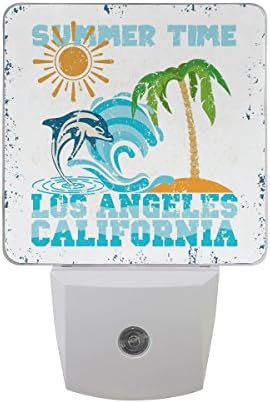 NAANLE Conjunto de 2 palmeiras tropicais de verão com golfinhos ondas ondas Big Sun California Los Angeles Design Auto