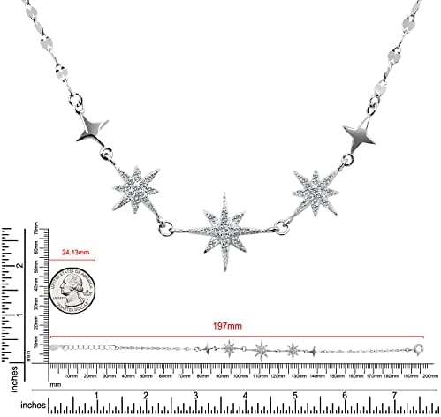 Sheborn North Star Bracelet, pulseira de prata esterlina de 7,7 polegadas para mulheres 925 STERLING STERLING CUBIC ZIRGONIA CZ BRACELETA DIAMENTO AJUSE