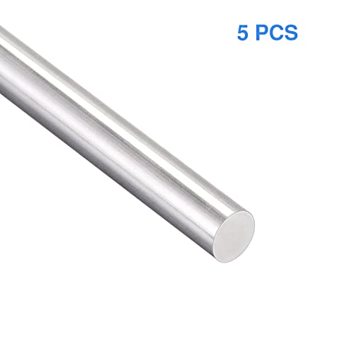 Hastes de aço inoxidável 5 pcs 304 barra redonda sólida Pino cilíndrico de eixo, diâmetro 5mm/0,196 , comprimento 150mm/5.90,