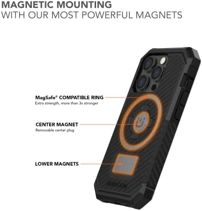 Rokform - iPhone 14 Pro Dual Magnet & MagSafe compatível com estojo robusto + kit de protetor de tela de 2 pacote