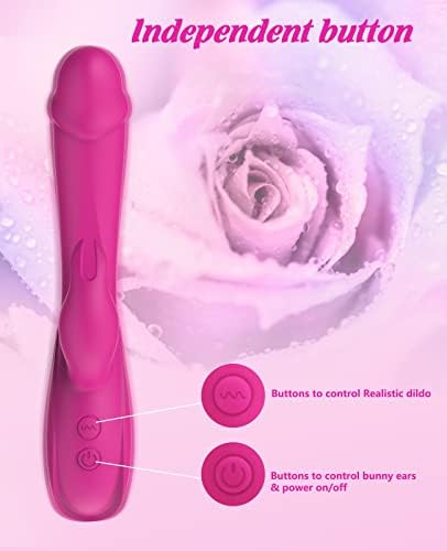 Rose G Spot Rabbit Vibrator, Alovegarden Vibrador realista de clitóris de vibrador para mulheres com 7 modos de vibração de botões independentes poderosos, brinquedos sexuais adultos à prova d'água para mulheres ou casal