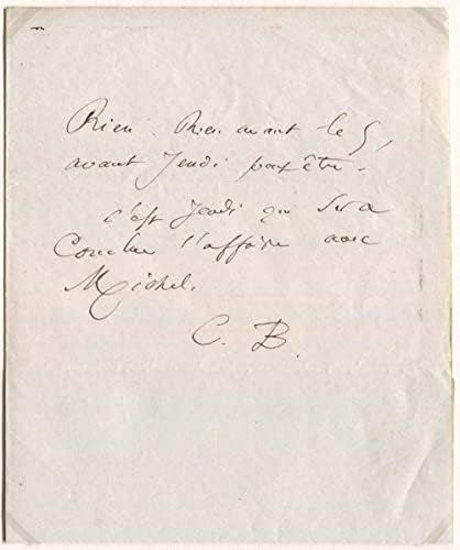 Poeta francês Charles Baudelaire Autograph, nota manuscrita assinada e montada