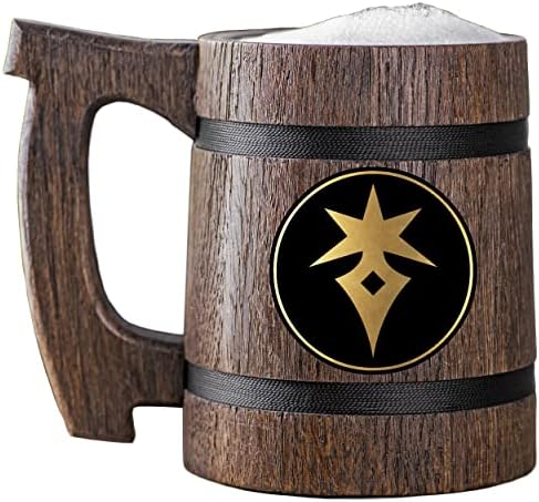 FFXIV Cavaleiro escuro caneca de madeira tanque. Presente para jogadores. Beer Stein. Caneca de cerveja de madeira personalizada. Presente