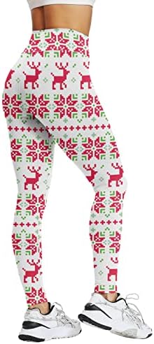Guolarizi Christmas Print Series High Women Feminina calça de compactação para ginásio de ioga e calças diárias de