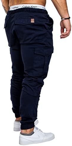 Calças casuais de calças casuais masculinas de Kroivil com estacas de corrida com bolsos com bolsos de treinar calças de
