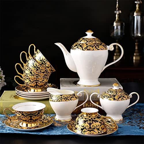 Xícara de café 15 PCs Classic Style Ceramic Tea Conjunto de porcelana dourada Conjunto para chá da tarde 6 pessoas