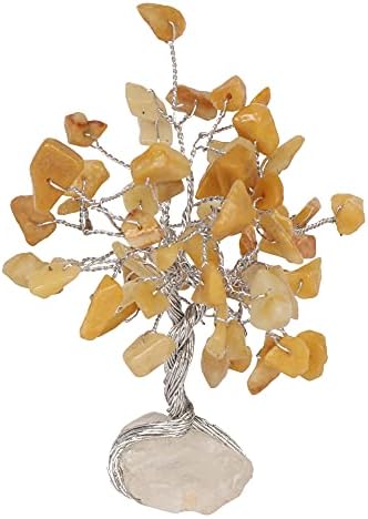 Árvore de cristal de chakra de opala natural com base branca de quartzo com propriedades curativas, árvore de dinheiro do Bonsai