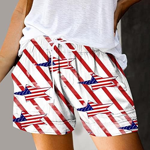 Shorts do Dia da Independência de Lmdudan para mulheres shorts de natação rápida da bandeira americana impressão de calças curtas atléticas soltas