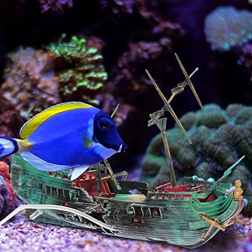 Patkaw Shipwreck Fish Tank Decoração de aquário naufrágio Ornamento de resina Material Material Material de barcos Sunken