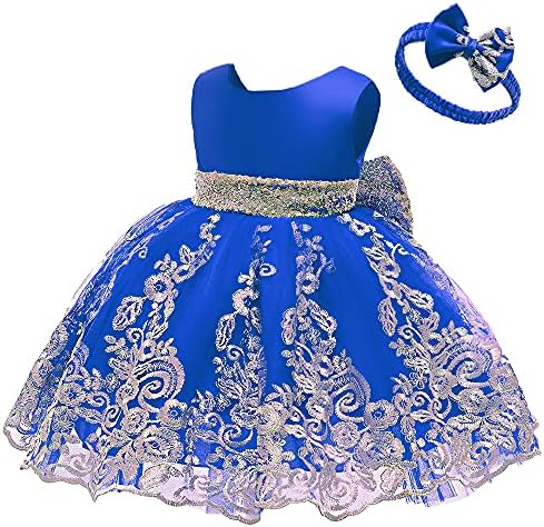 0-6t Big Bowknot lantejas de meninas bebês bordadas vestidos de renda com chapéu