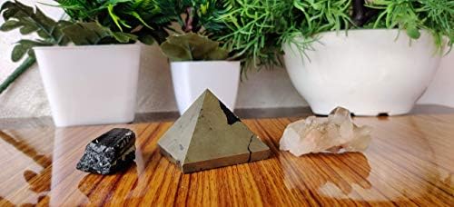 Orgonite Shop pirita Pirâmide de pedra preciosa | 40-60 mm pirâmide | Cristal de pirita | Pirâmide de pedra dourada de tola