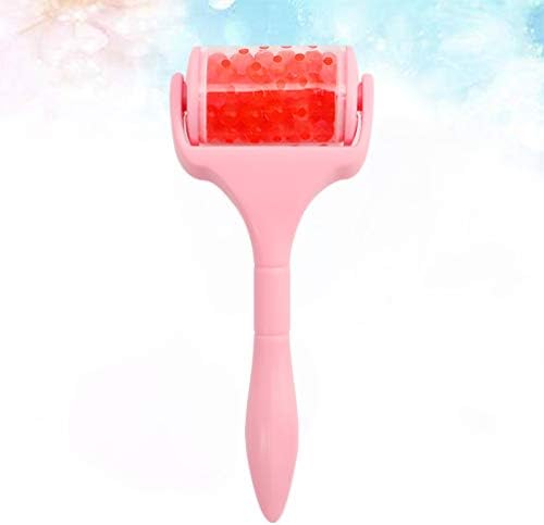Lianxiao - 1pc Roller de gelo Massagem facial Rolo de gelo Ball Ferramentas de massagem de bola de gelo facial para mulheres Madam Madam Pink Handle+Contas transparentes