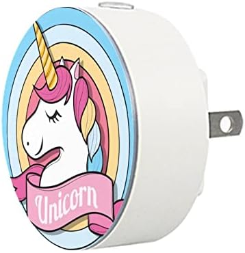 2 Pacote Plug-in Nightlight LED Night Light com Dusk-to-Dewn Sensor for Kids Room, Nursery, Kitchen, corredor colorido Avatar Unicorn