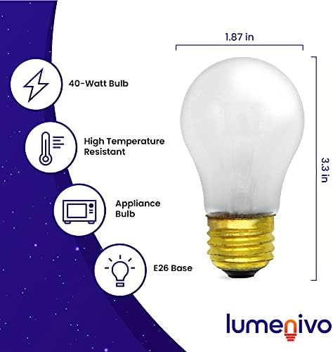 8009 Substituição da lâmpada da lâmpada por Lumenivo - Substituição para uma lâmpada de geladeira de 40w de 120V - lâmpada de alta temperatura para forno e outros aparelhos - 2 pacote