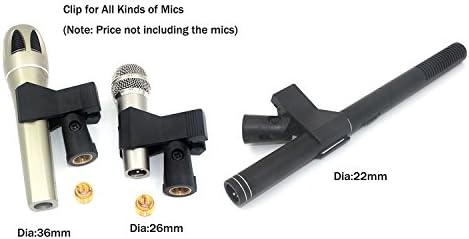 Stands Weymic Black Universal Hand Hold Butterfly Microfone Clipe de 2 pacote com 5/8 masculino a 3/8 Adaptadores de