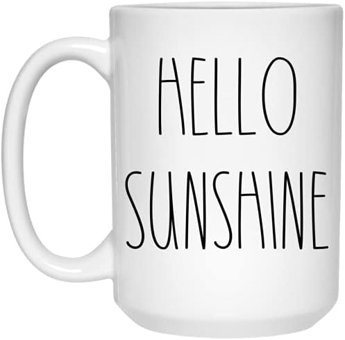 Hello Sunshine Coffee Caneca - Hello Sunshine Gifts For Christmas Coffee Caneca - Texto Presentes de aniversário Caneca de café
