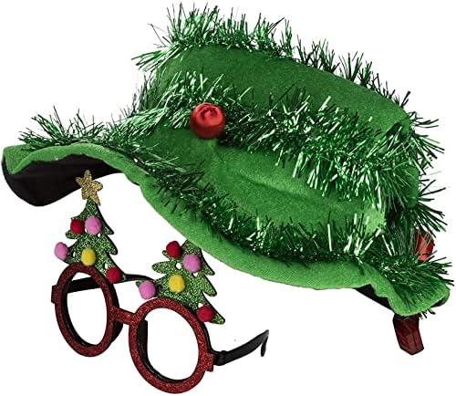 Acessórios para fantasias de festa de Natal de Juvale - Hat de árvore de Natal de 2 peças e óculos festivos, roupa de férias,