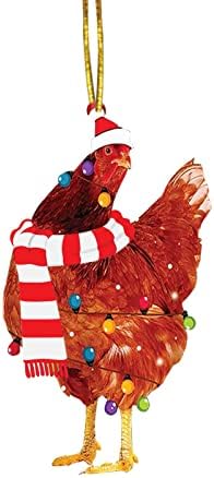 Decorações de acrílico de frango de Natal de iopqo 2022 Decorações de árvores de Natal com Decorações de Páscoa vintage