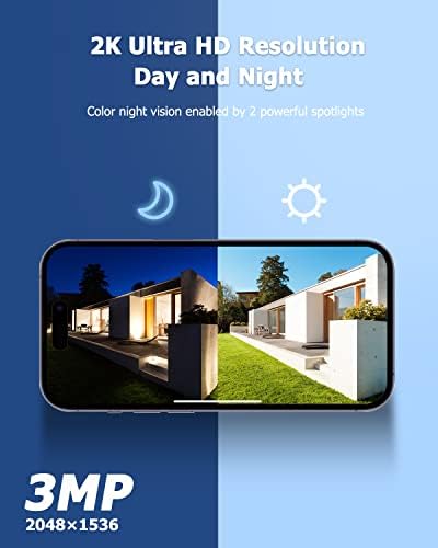 Rebluum 3MP Solar Security Cameras Wireless Outdoor com cartão SD de 64 GB
