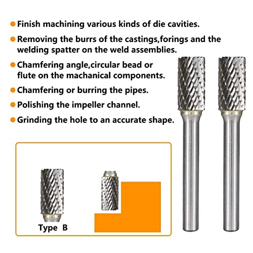 Bitrs rotativos de corte duplo de 6 mm Bit bit b Tipo de tungstênio Arquivo rotativo de tungstênio para ferramentas