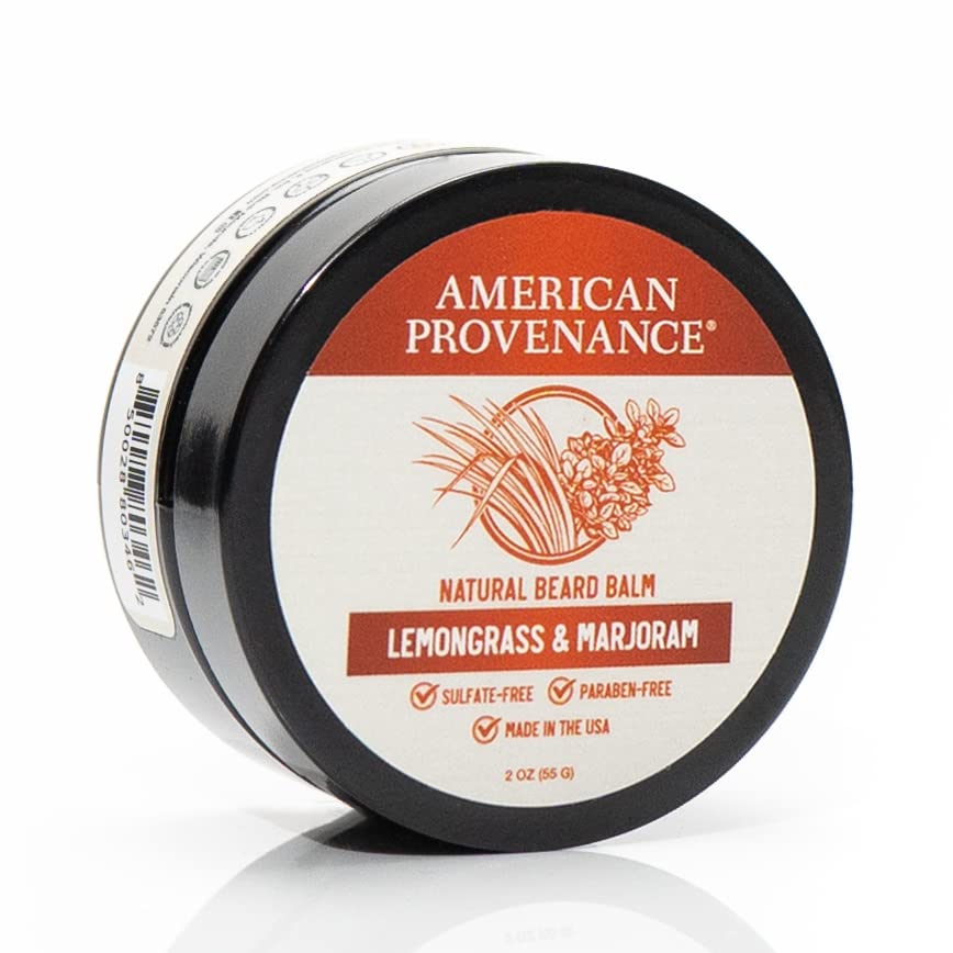 Balm de barba natural e bigode de barba e bigode americanos para homens com manteiga de karité, óleo de jojoba, óleo de argan -