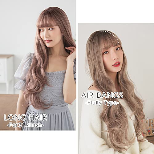 Cabelo ondulado e ondulado e ondulado com franja de ar para mulheres perucas de cabelo super longo sintético para a peruca diária de cosplay hf1007-rb
