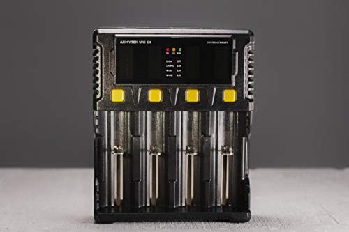 Exército UNI C4 Carregador de bateria universal 4-slot com porta de carregamento Tipo A para baterias IMR/Li-Ion, Ni-MH, Ni-CD, LifePO4