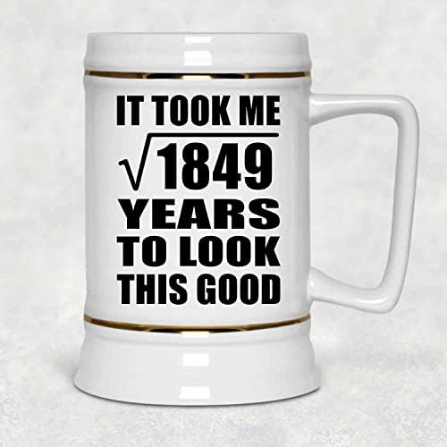 Designsify 43º aniversário levou a raiz quadrada de 1849 anos para parecer boa caneca de 22 onças de caneca de cerâmica de