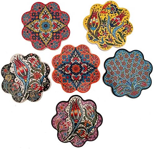 Ayennur Turkish Ceramic Plate Absorvente Daisy Desing Coasters For Drinks House House O aquecimento da sala de estar Decoração do conjunto