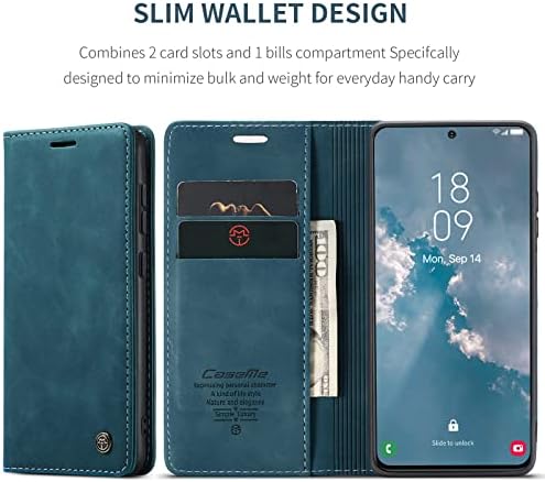 Caseme para a caixa da carteira Samsung Galaxy S23 Plus/S23+, caixa de capa de capa magnética da caixa de couro de