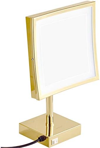 Espelho de maquiagem de LED com ampliação leve e 3x/5x, bancada de bronze de 8 polegadas iluminadas espelhos cosméticos