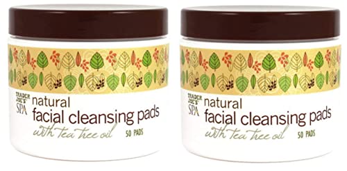 2 Packer trader Joe's Spa Natural Facial Cleansing Pads com óleo da árvore do chá