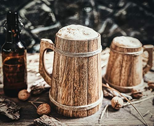 Norse Comerclesman Wooden Beer Caneca - artesanal Ale -Tankard - Inclui Sack de presente medieval - 32 oz