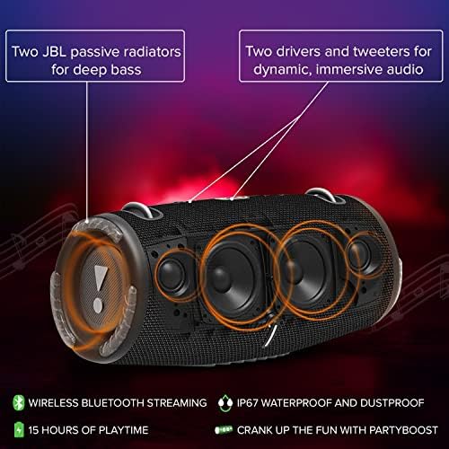 JBL Xtreme 3 portátil Bluetooth Alto -falante - Som poderoso e baixo Deep - IP67 Provércia - Compare com vários alto -falantes -