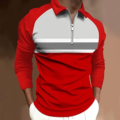 XXBR 2022 Novas camisas de pólo para homens, zíper para cima Manga longa colorido de colorido de retalhos de golfe tops casuais