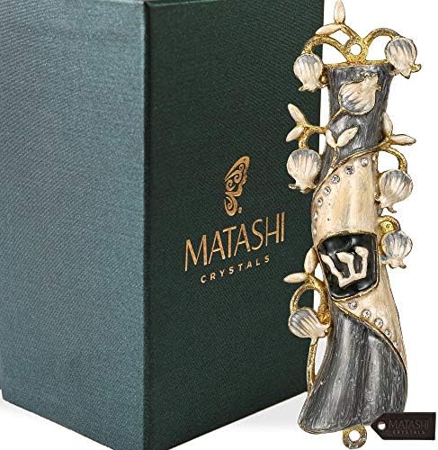 Matashi pintado à mão mezuzah ouro e cristais