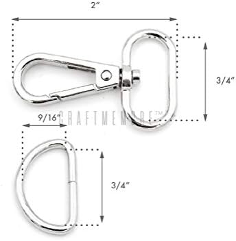 Craftmemore 10 conjuntos de prata ganchos de lagosta giro de lagosta push gate gate moda com d rings artesanato fsd1