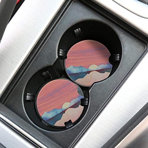 Jerown 2 Pack Cars Coters para porta -copos absorventes montanhas do pôr -do -sol da montanha montanha -russa de copo de
