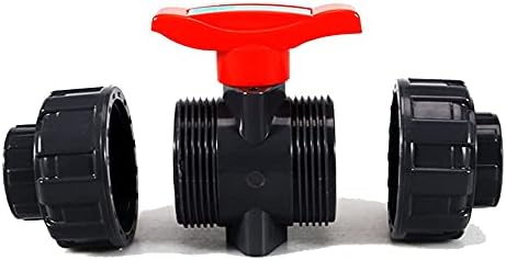 TOMEX 3/4 PVC Válvula de esfera de união PVC com porta cheia, soquete F1970, EPDM O-RINGS e assentos reversíveis de PTFE, classificados em 5 ℃/max 55 ℃, cinza e vermelho