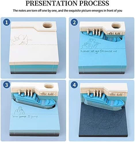 Siweme Desk Calendar 2023 Navio Titanic Modelo 3D Memorando notas de papel com caneta liderada para o escritório da escola