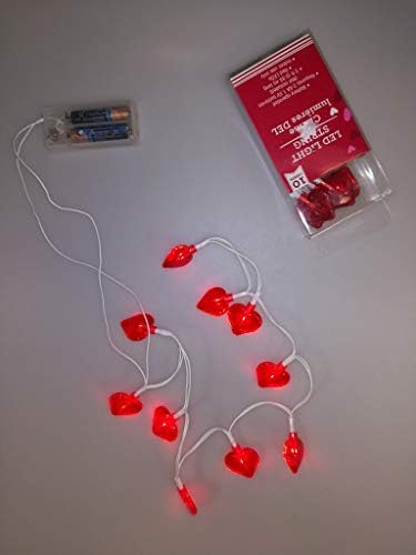 Fios do Dia dos Namorados de cordas de luz LED em forma de coração vermelho 3 pés.