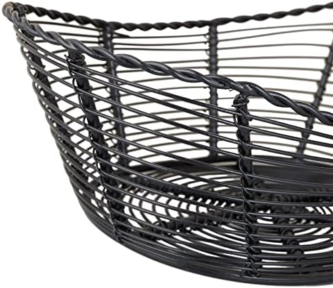 Fruit Basket Plain Wire Conjunto oval de 2, tigelas de cesta de legumes de frutas pequenas e grandes para balcão de cozinha, festa, porção e armazenamento de pão, preto