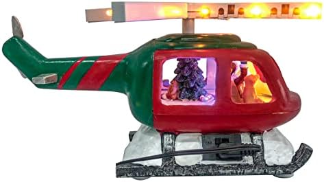 FG Square Animated Christmas Village Acessório - Papai Noel em helicóptero