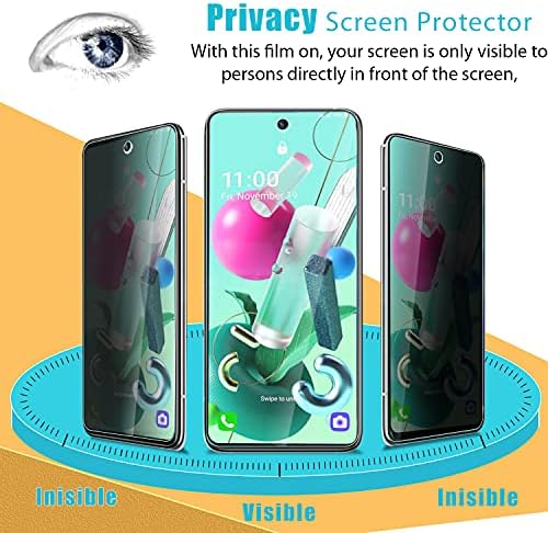 Zeking [2-Pack] Projetado para LG K92 4G/ 5G Protetor de tela de vidro temperado com privacidade, LG Q52 Protetor de privacidade