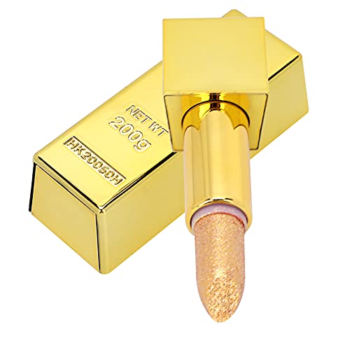 GFRGFH Sparkle Lipstick Gold Bar Design Propertício à prova d'água Hidratante Longo Cosméticos de Maquiagem Lips 3.5g, para